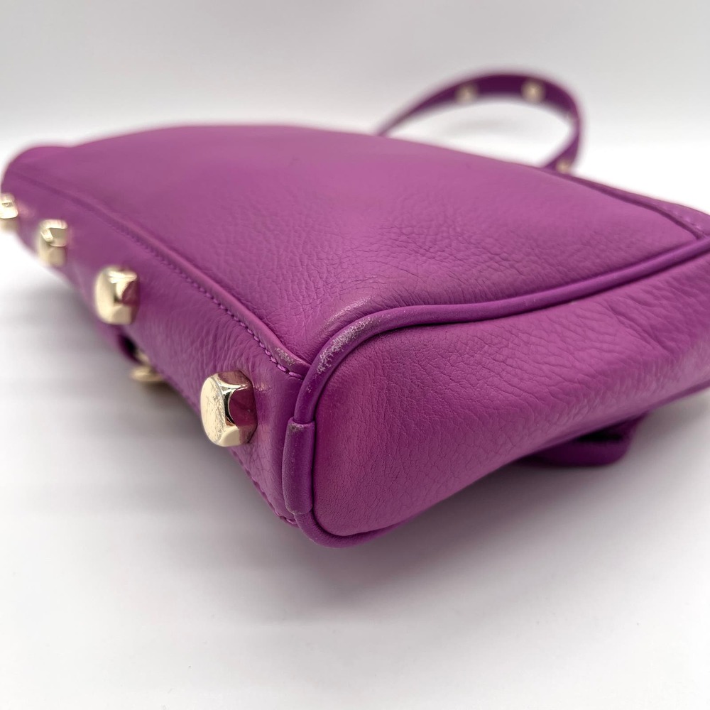REBECCA MINKOFF Mini MAC Crossbody Bag Womens Purple Leather Chain Strap - Picture 7 of 16